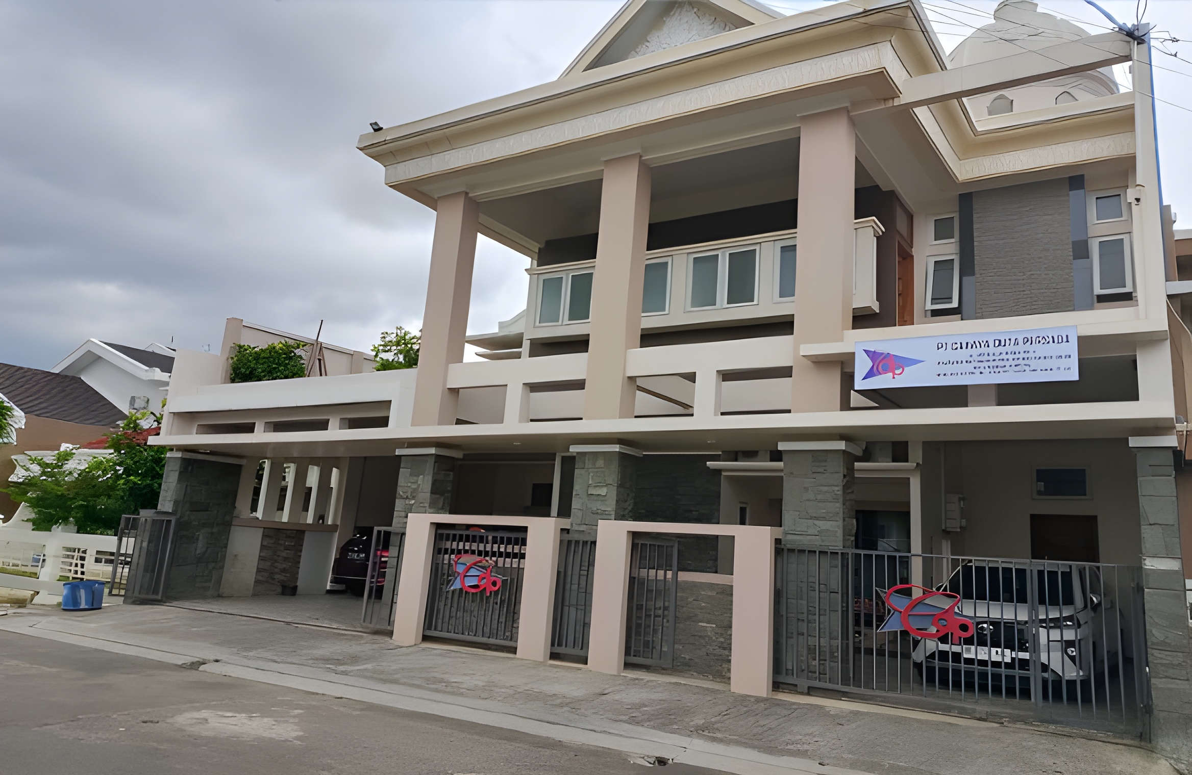 Construction site workers and blueprint review